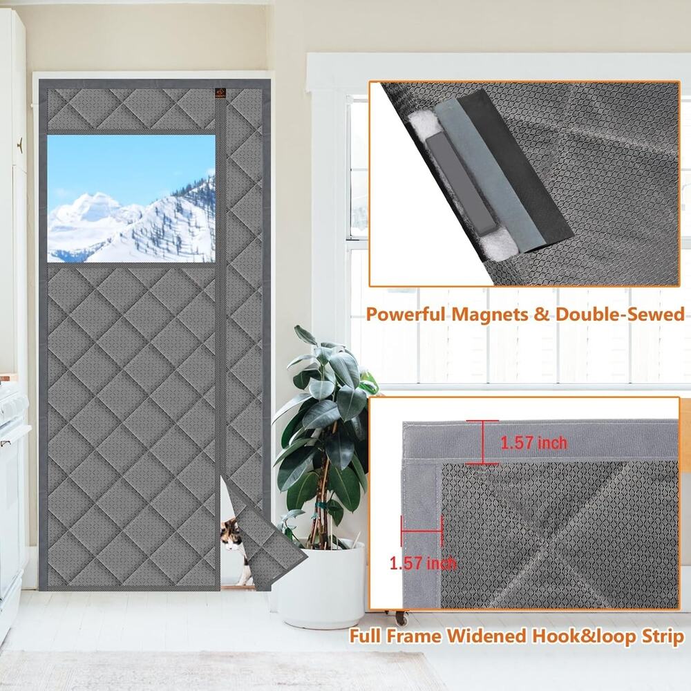 WochiTV Magnetic Thermal Door Curtain, 36 X 80 Inch Insulated Door Cover Thicken - Picture 3 of 7